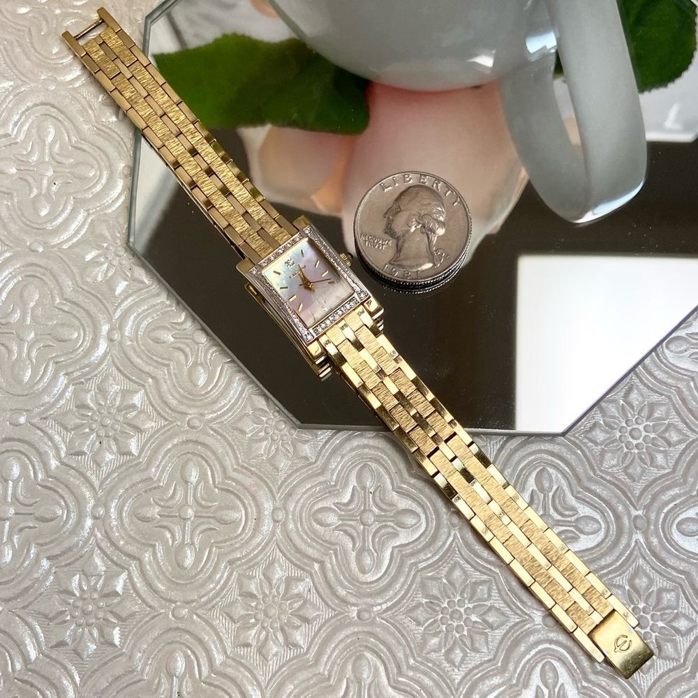 Elgin Crystal Accented Bezel and Mother of Pearl Dial Dress Watch - Picture 9 of 16
